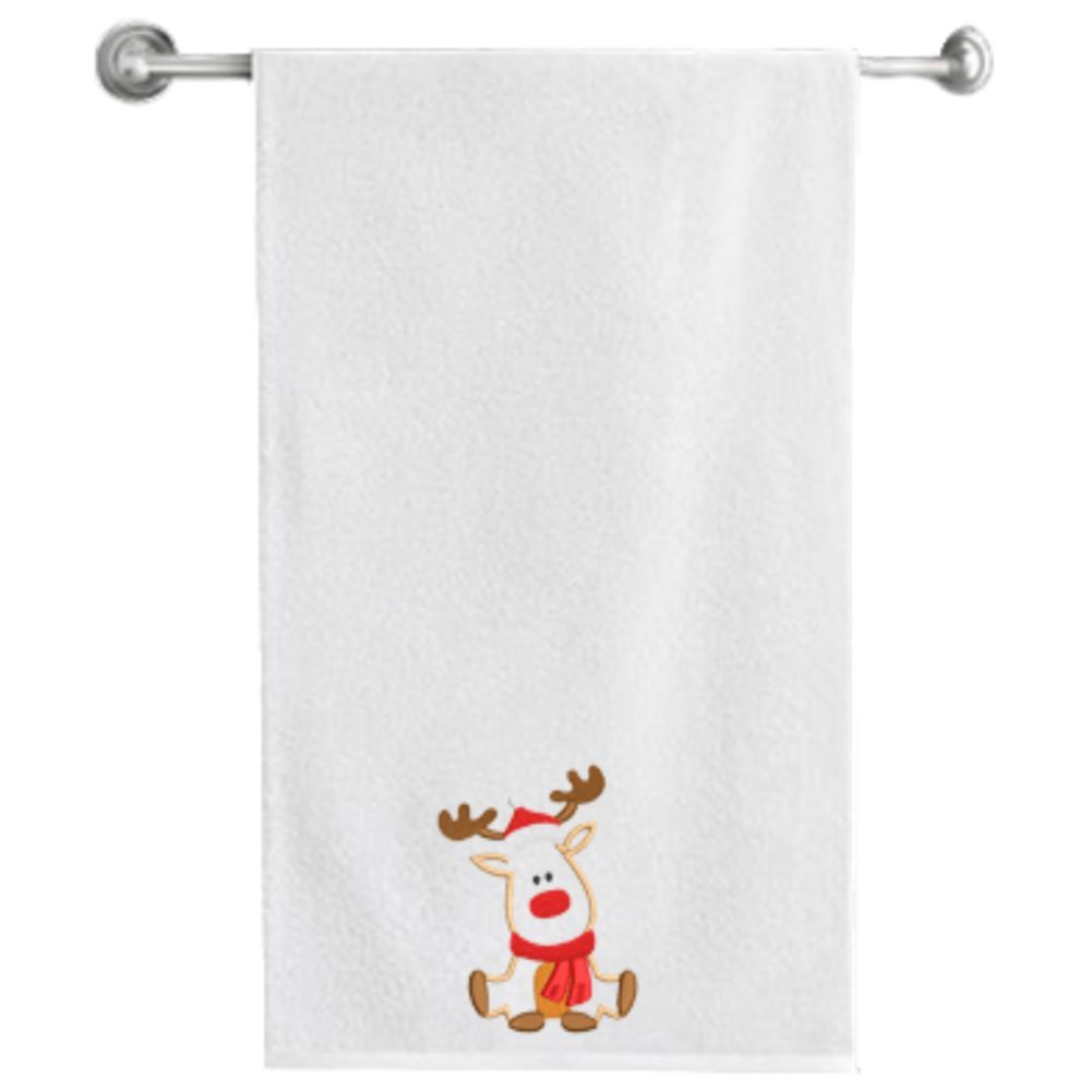 Byft - Iris Embroidered Bath Towel - Reindeer W/ Cap & Scarf