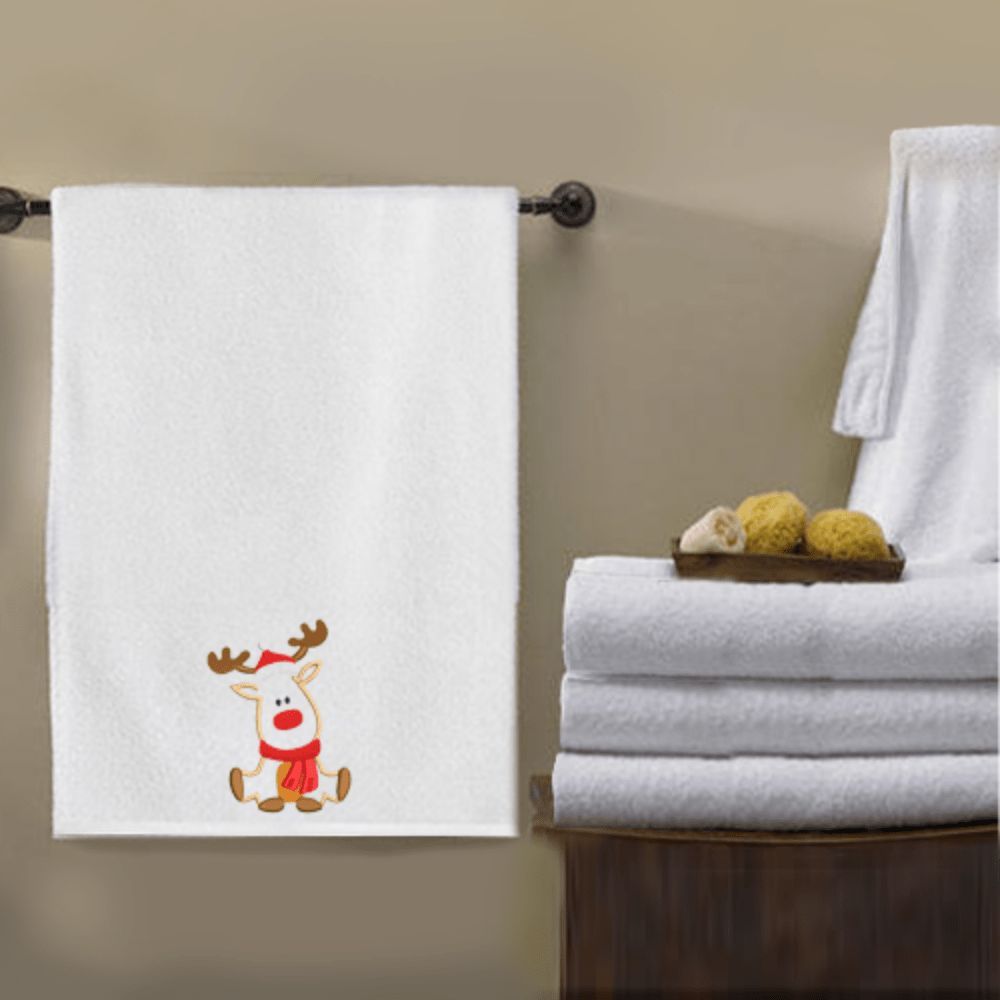 Byft - Iris Embroidered Bath Towel - Reindeer W/ Cap & Scarf