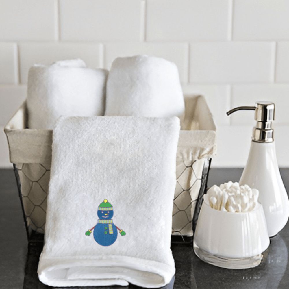 Byft - Iris Embroidered Hand Towel - Blue Snowman