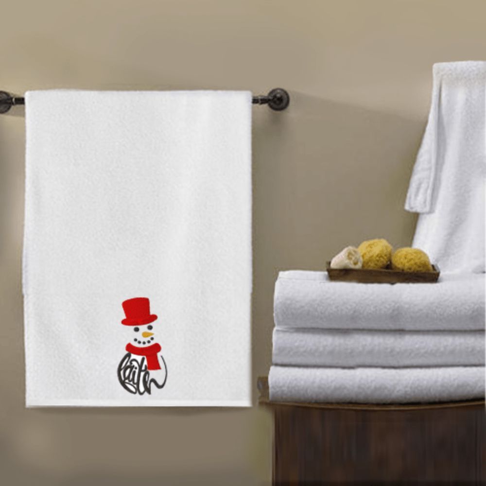 Byft - Iris Embroidered Bath Towel - Faith Snowman