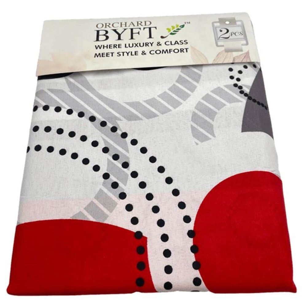 Byft - Orchard Circular Printed Single Sheet & Pillowcase - White/Red