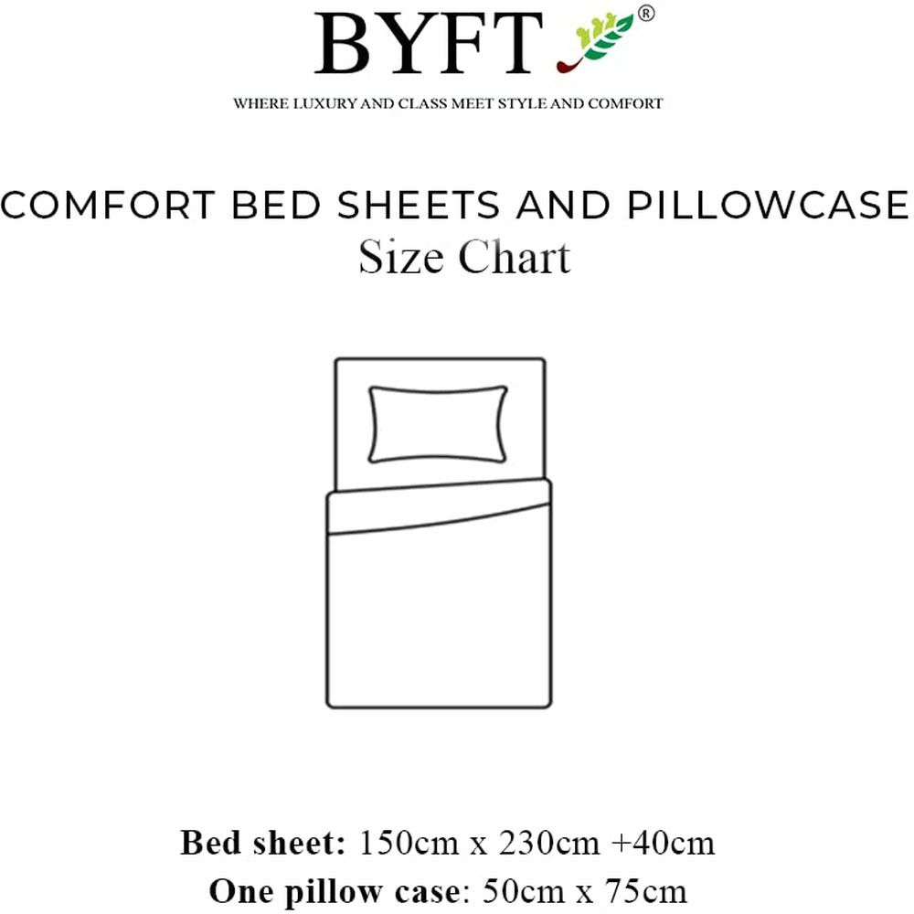 Byft - Orchard Circular Printed Single Sheet & Pillowcase - White/Red