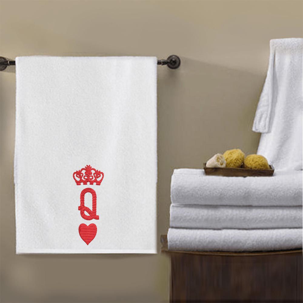 Byft - Iris Embroidered Crown Queen Heart Bath Towel