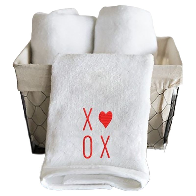 Byft - Iris Embroidered Xoxo Hand Towel