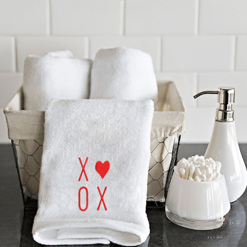 Byft - Iris Embroidered Xoxo Hand Towel