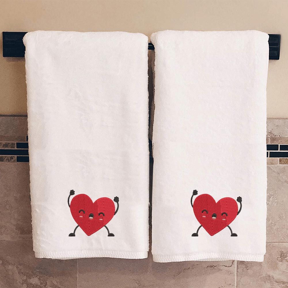 Byft - Iris Embroidered Happy Heart Bath Towel