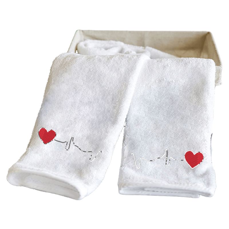 Byft - Iris Embroidered Heartbeat Hand Towel