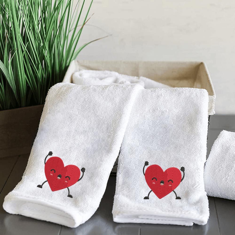 Byft - Iris Embroidered Happy Heart Hand Towel