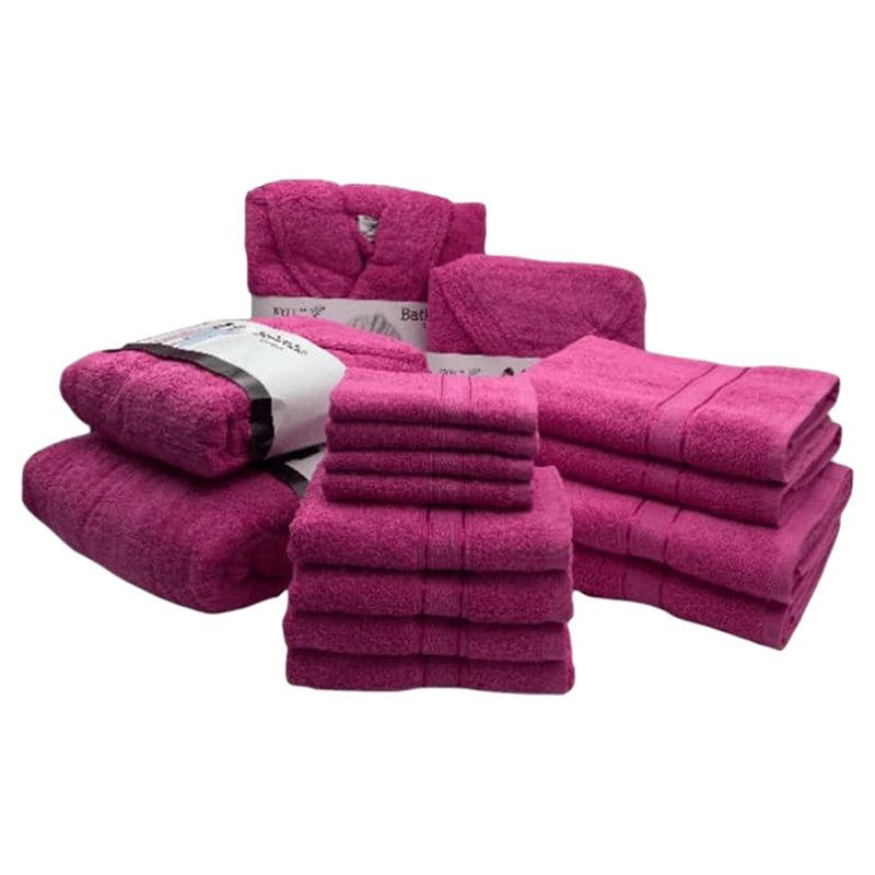 Byft - Daffodil 100% Cotton Bath Linen 16pc-Set 6Y+ - Fuchsia Pink