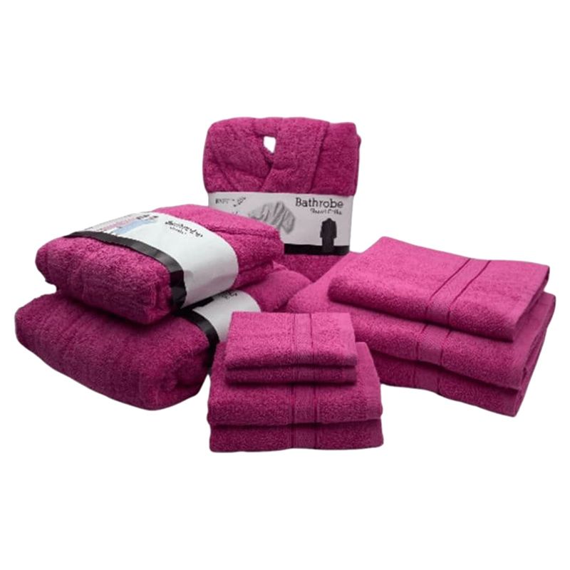 Byft - Daffodil 100% Cotton Bath Linen 10pc-Set 6Y+ - Fuchsia Pink