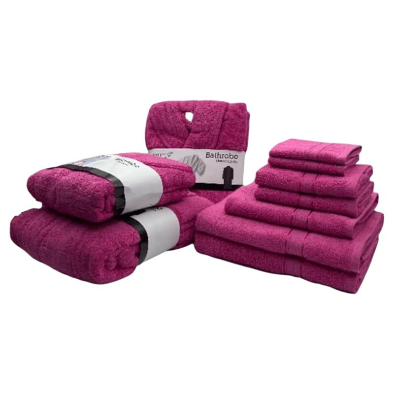 Byft - Daffodil 100% Cotton Bath Linen 10pc-Set 8Y+ - Fuchsia Pink