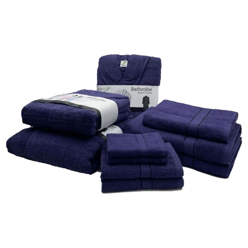 Byft - Daffodil 100% Cotton Bath Linen 10pc-Set 6Y+ - Navy Blue