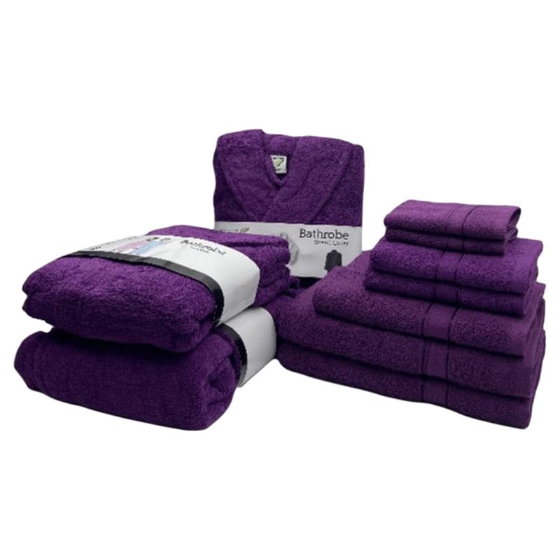 Byft - Daffodil 100% Cotton Bath Linen 10pc-Set 8Y+ - Purple