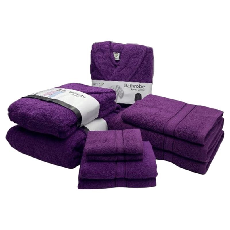 Byft - Daffodil 100% Cotton Bath Linen 10pc-Set 8Y+ - Purple