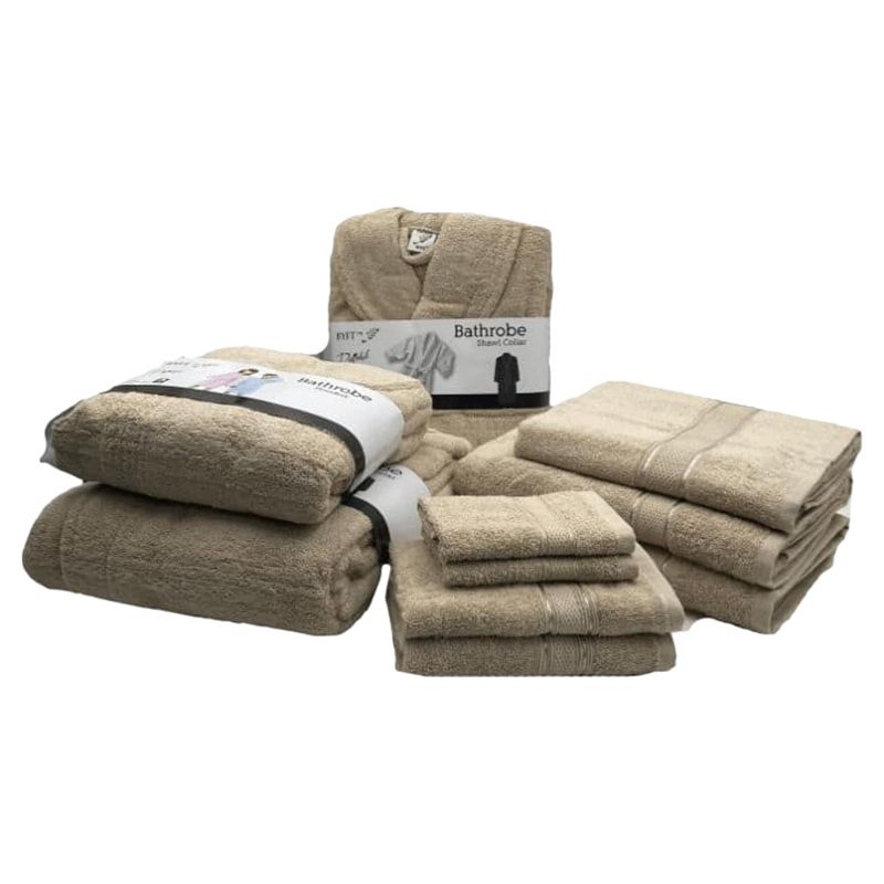 Byft - Daffodil 100% Cotton Bath Linen 10pc-Set 12Y+ - Light Beige