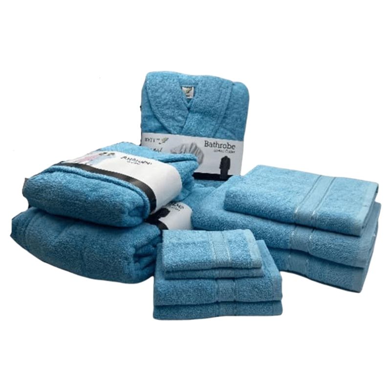 Byft - Daffodil 100% Cotton Bath Linen 10pc-Set 10Y+ - Light Blue