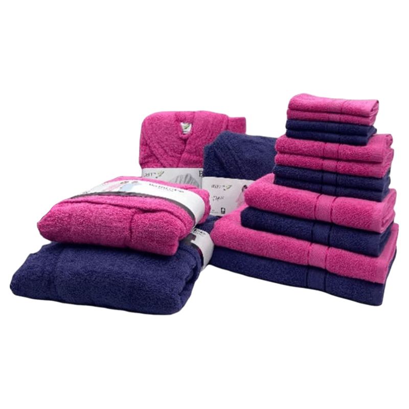 Byft - Daffodil 100% Cotton Bath Linen 16pc-Set 6Y+ - Pink/Blue