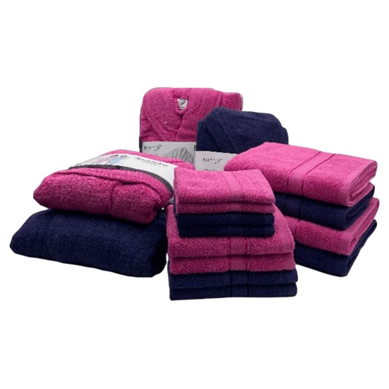 Byft - Daffodil 100% Cotton Bath Linen 16pc-Set 6Y+ - Pink/Blue