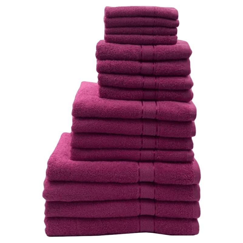 Byft - Daffodil 100% Cotton Bath Linen 16pc-Set - Fuchsia Pink