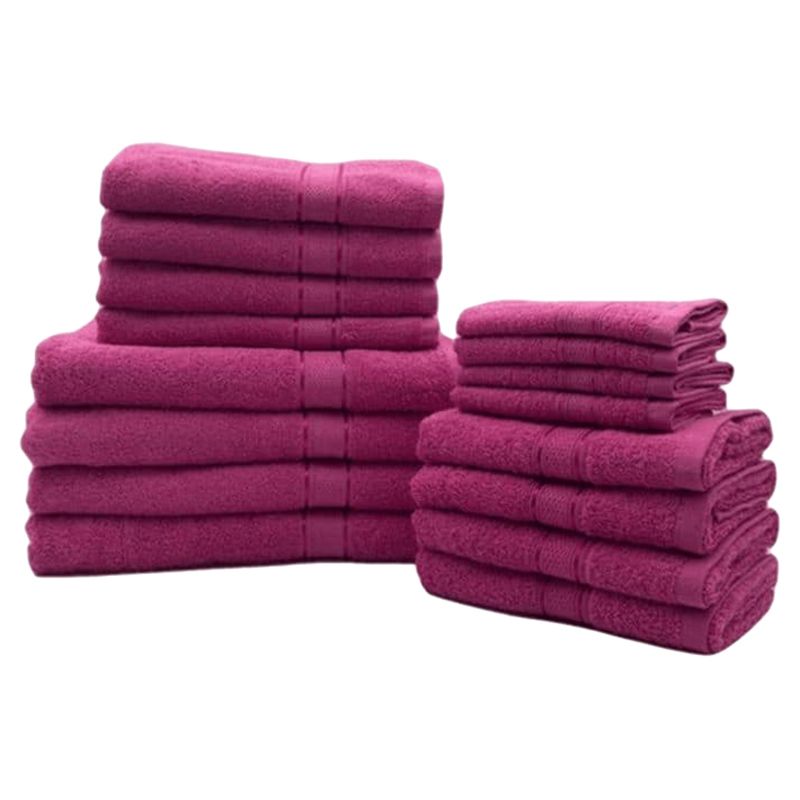 Byft - Daffodil 100% Cotton Bath Linen 16pc-Set - Fuchsia Pink