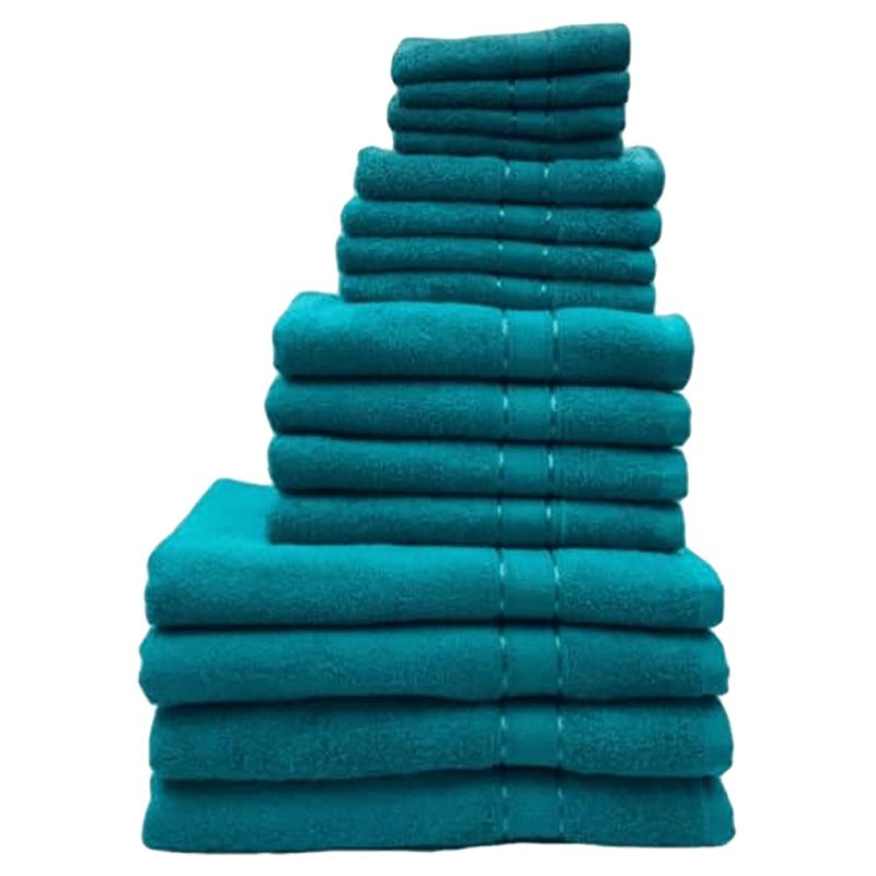 Byft - Daffodil 100% Cotton Bath Linen 16pc-Set - Turquoise Blue