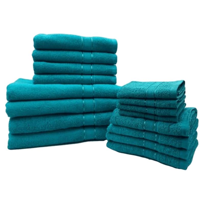 Byft - Daffodil 100% Cotton Bath Linen 16pc-Set - Turquoise Blue