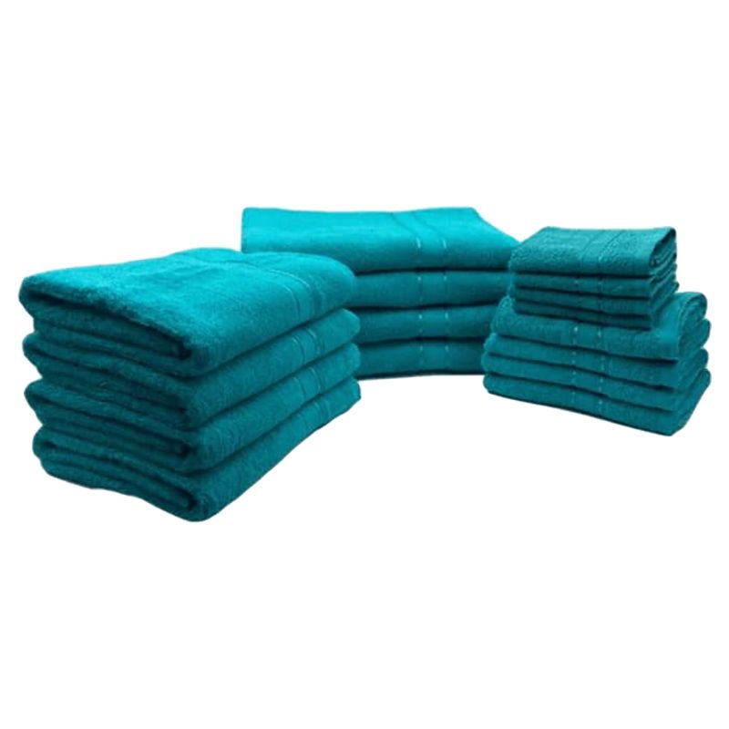 Byft - Daffodil 100% Cotton Bath Linen 16pc-Set - Turquoise Blue