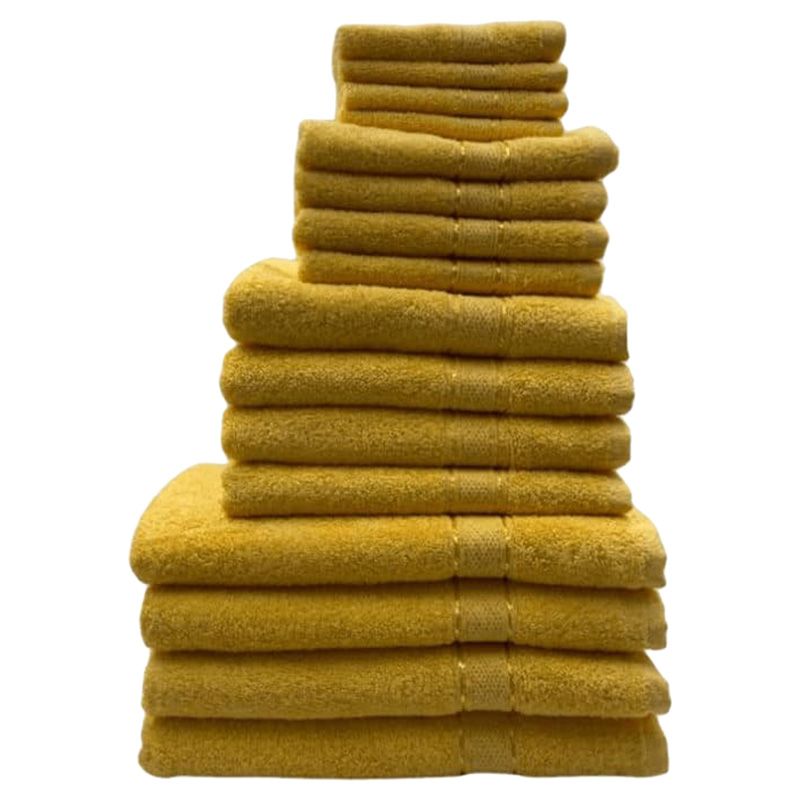 Byft - Daffodil 100% Cotton Bath Linen 16pc-Set - Yellow