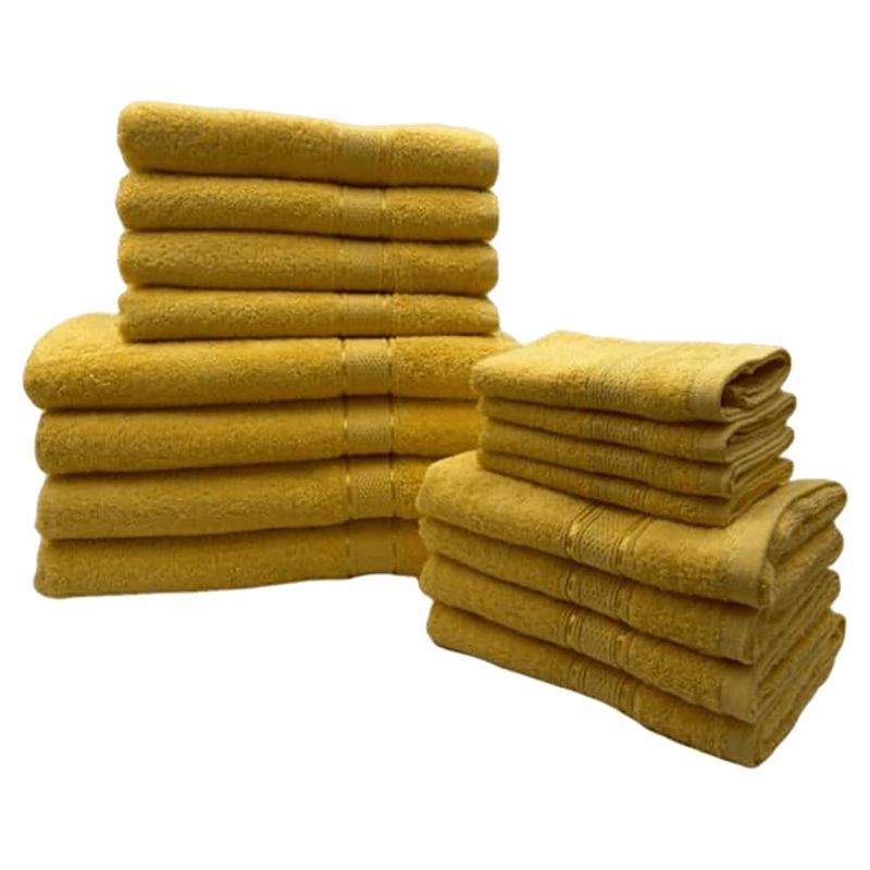 Byft - Daffodil 100% Cotton Bath Linen 16pc-Set - Yellow