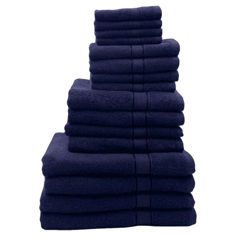 Byft - Daffodil 100% Cotton Bath Linen 16pc-Set - Navy Blue