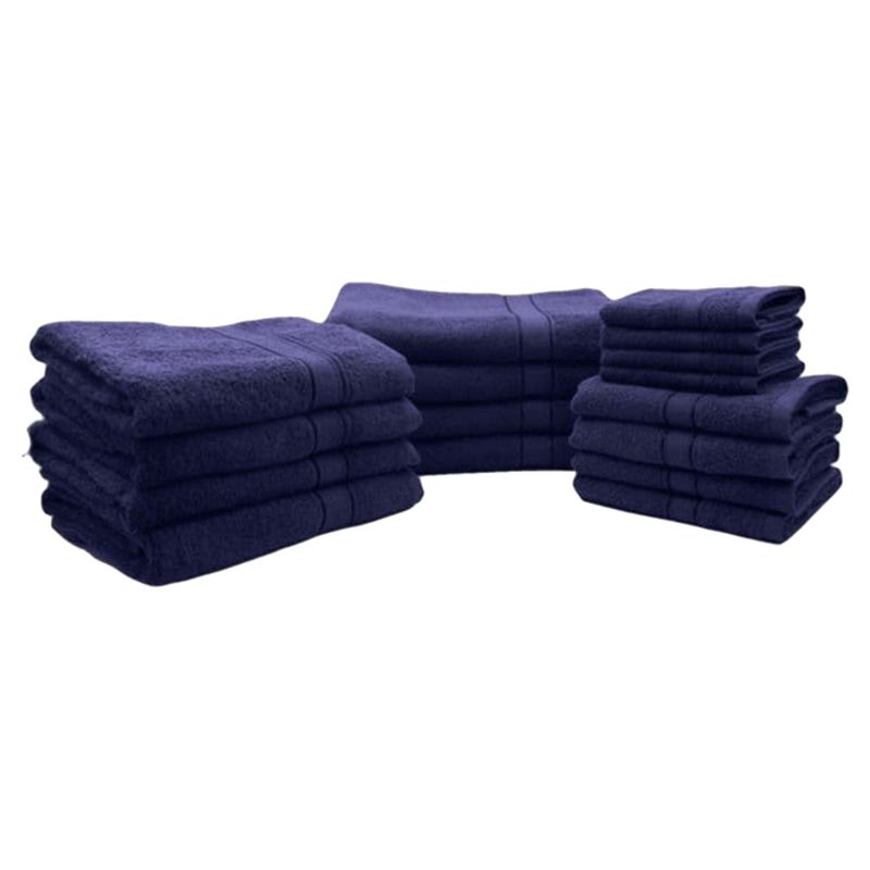 Byft - Daffodil 100% Cotton Bath Linen 16pc-Set - Navy Blue