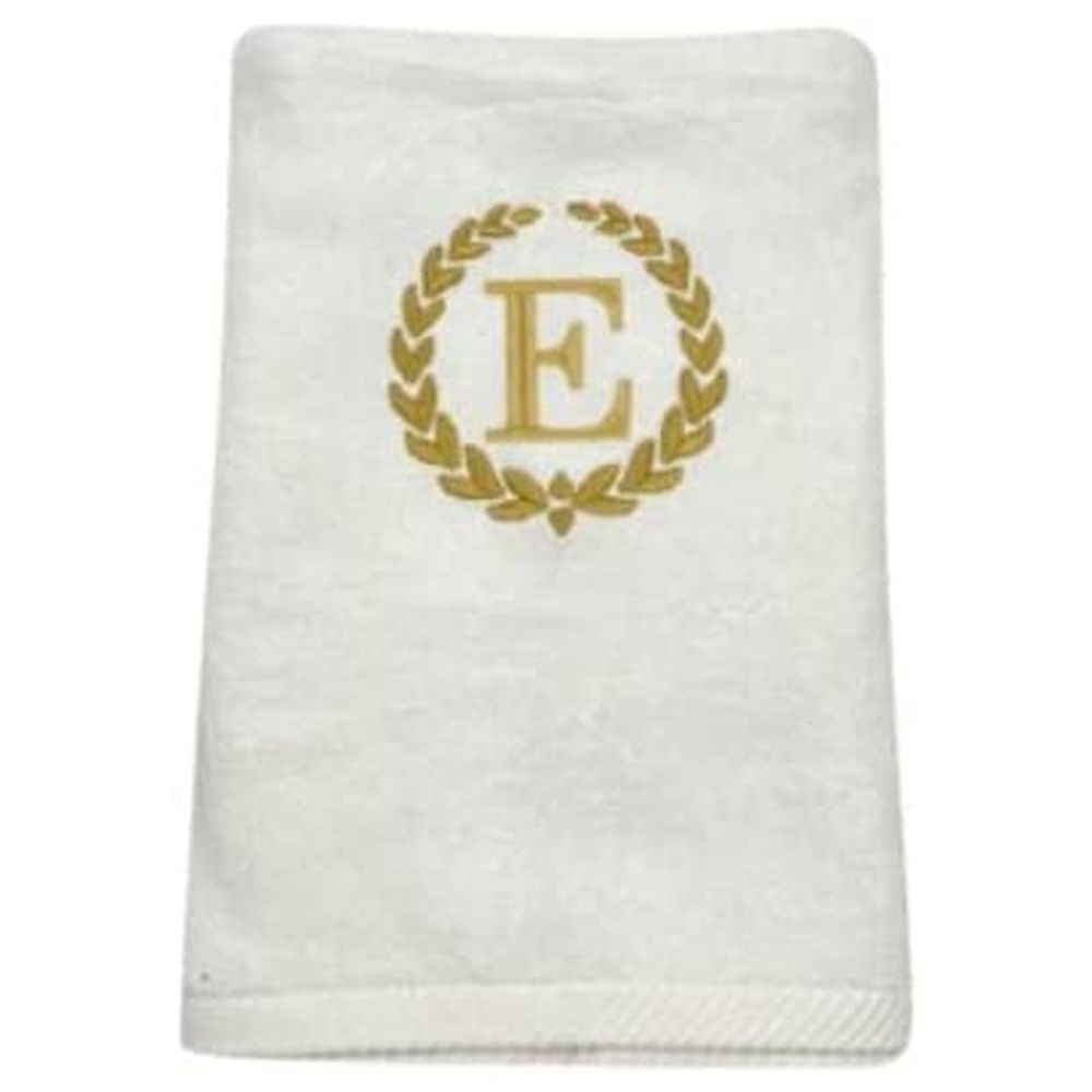 BYFT - Embroidered "E" Monogrammed Bath Towel - White