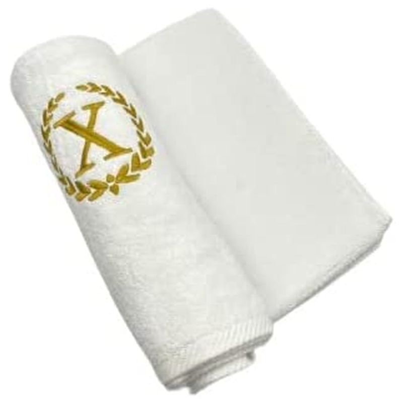 BYFT - Embroidered "X" Monogrammed Bath Towel - White