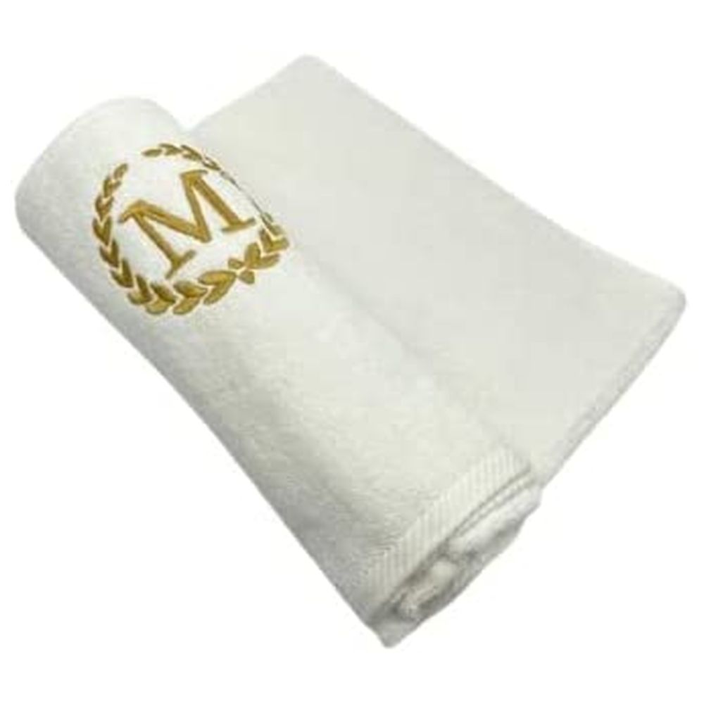 BYFT - Embroidered "M" Monogrammed Hand Towel - White