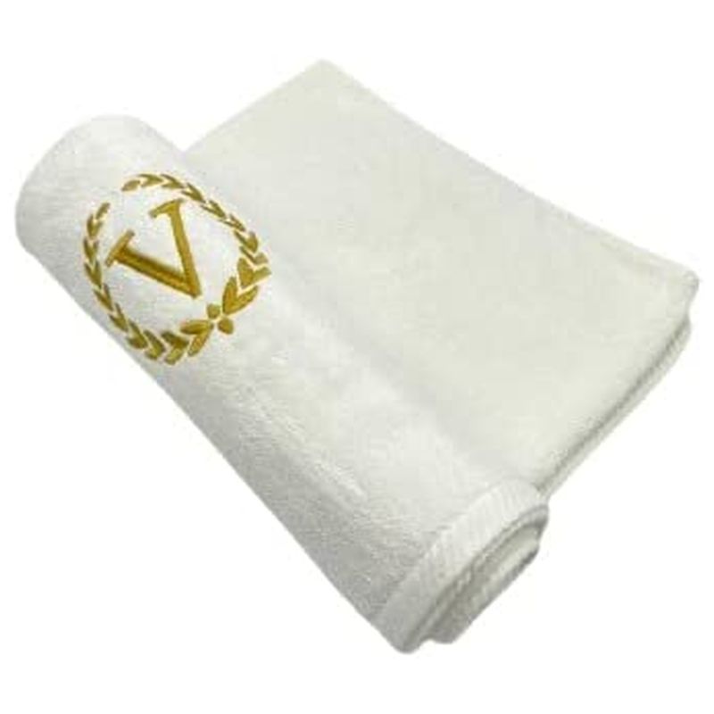 BYFT - Embroidered "V" Monogrammed Bath Towel - White