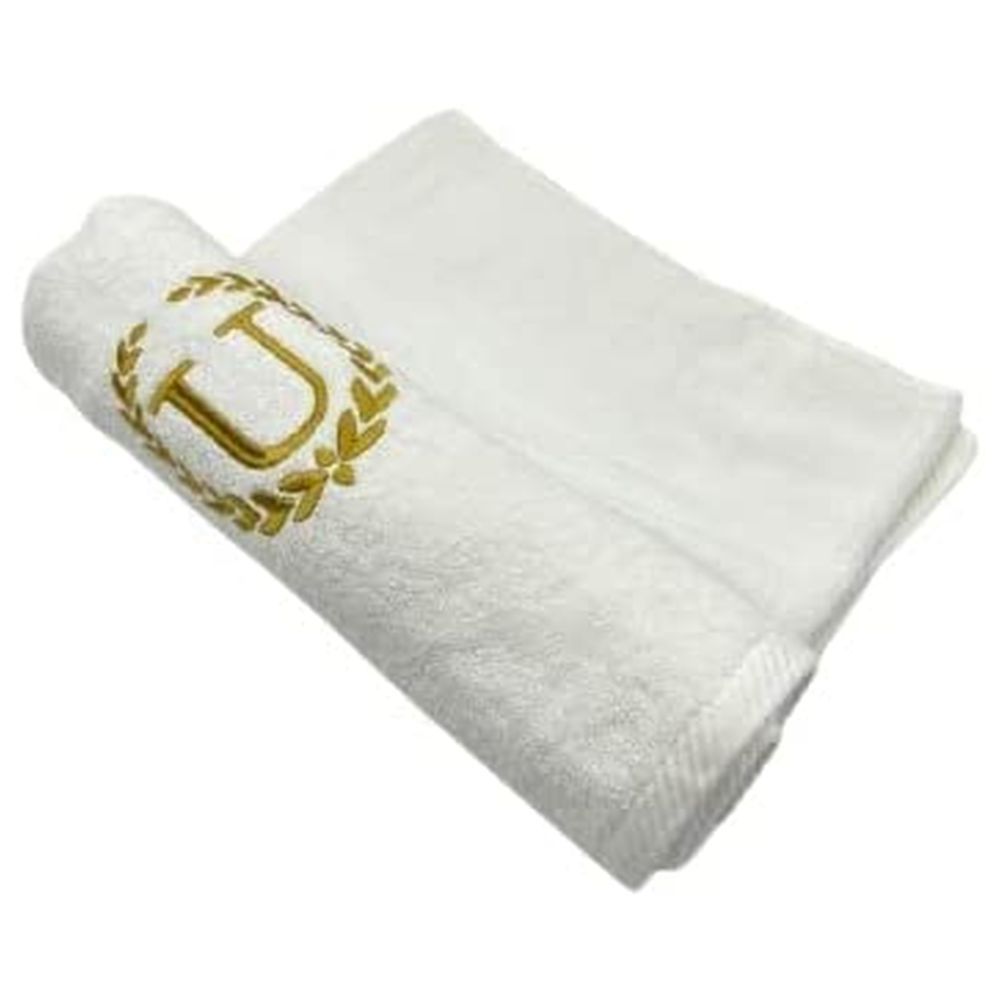 BYFT - Embroidered "U" Monogrammed Hand Towel - White