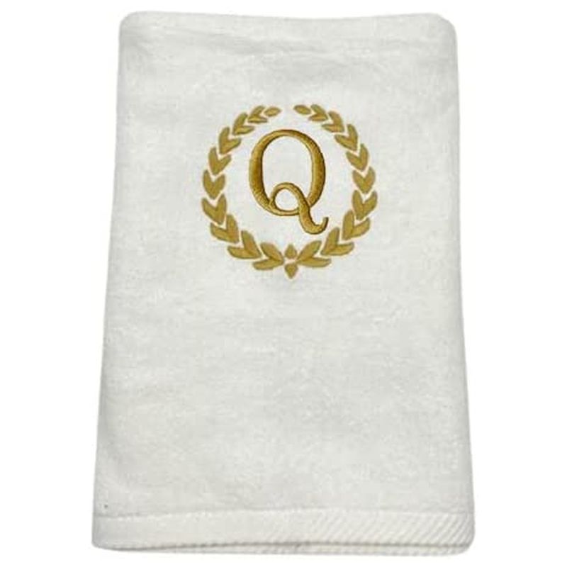 BYFT - Embroidered "Q" Monogrammed Hand Towel - White