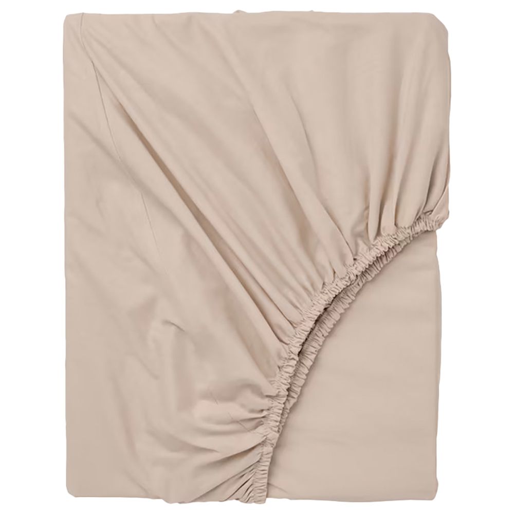 Byft - 100% Cotton Queen Fitted Sheet & Pillowcase - Beige - 3pcs