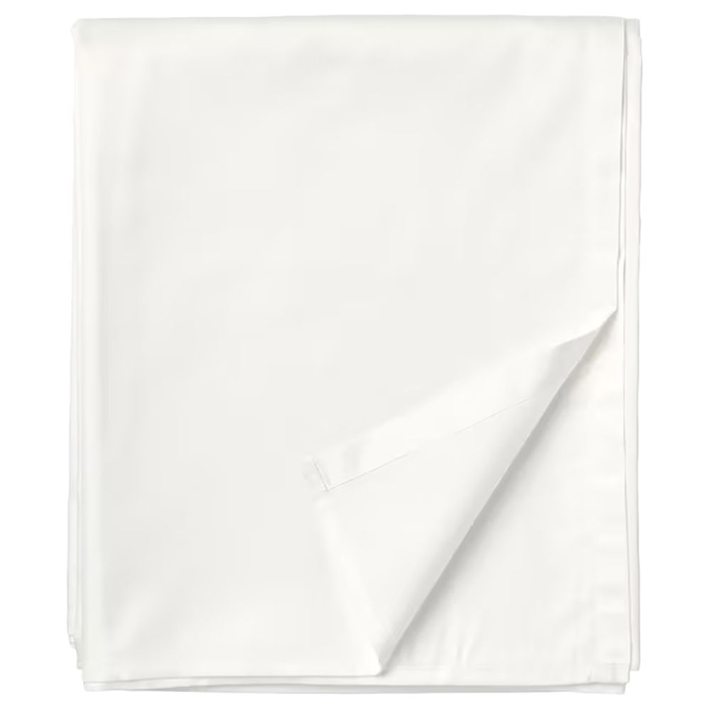 Byft - 100% Cotton Single Flat Sheet, Duvet Cover & Pillow Case - White - 4pcs