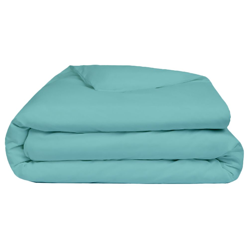 Byft - 100% Cotton Single Flat Sheet, Duvet Cover & Pillow Case - Sea Green - 4pcs