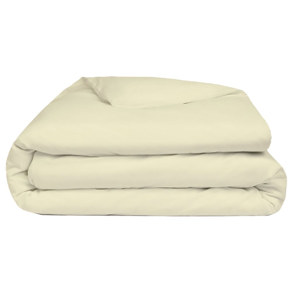 Byft - 100% Cotton Single Flat Sheet, Duvet Cover & Pillow Case - Cream - 4pcs