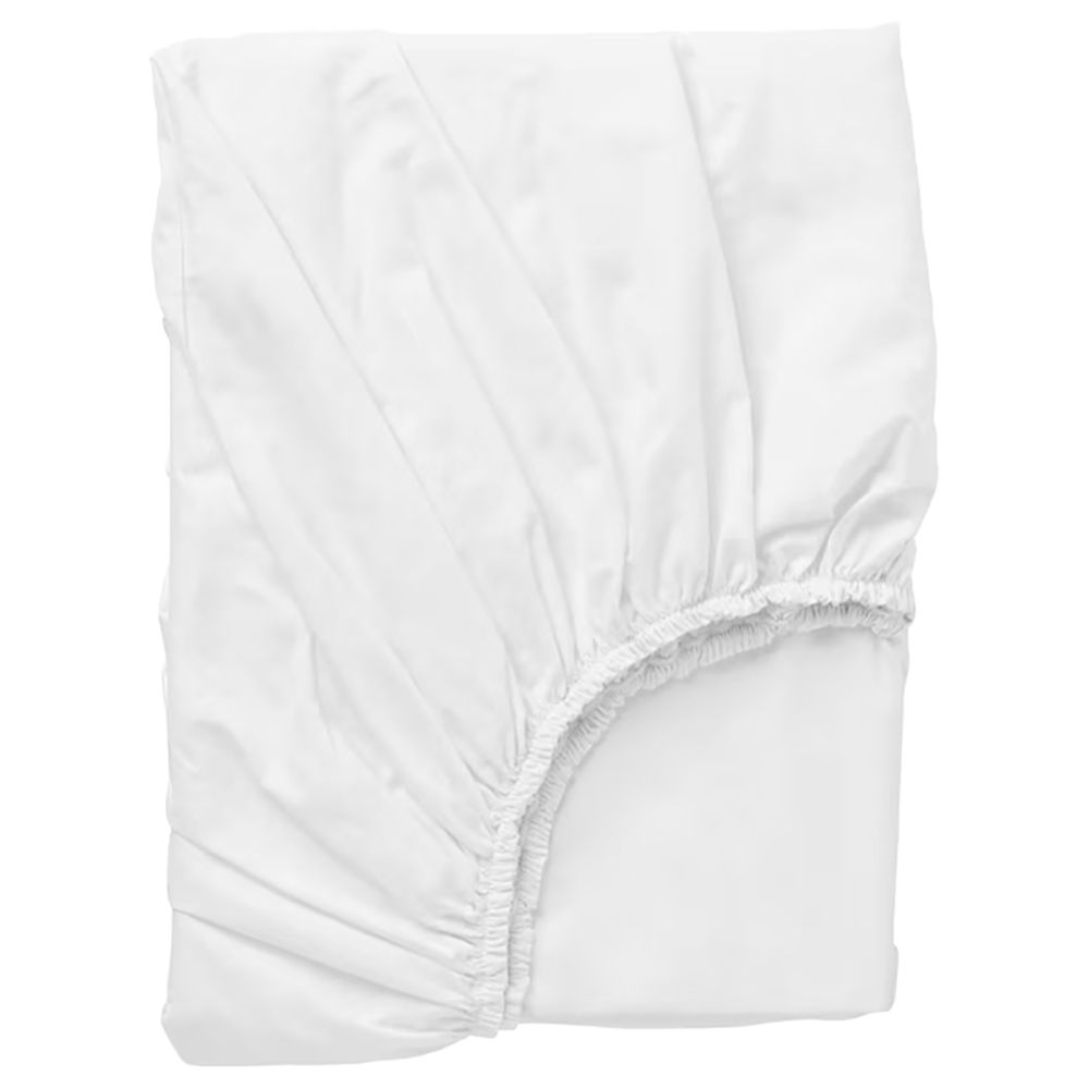 Byft - 100% Cotton Single Fitted Sheet, Duvet Cover & Pillow Case - White - 4pcs