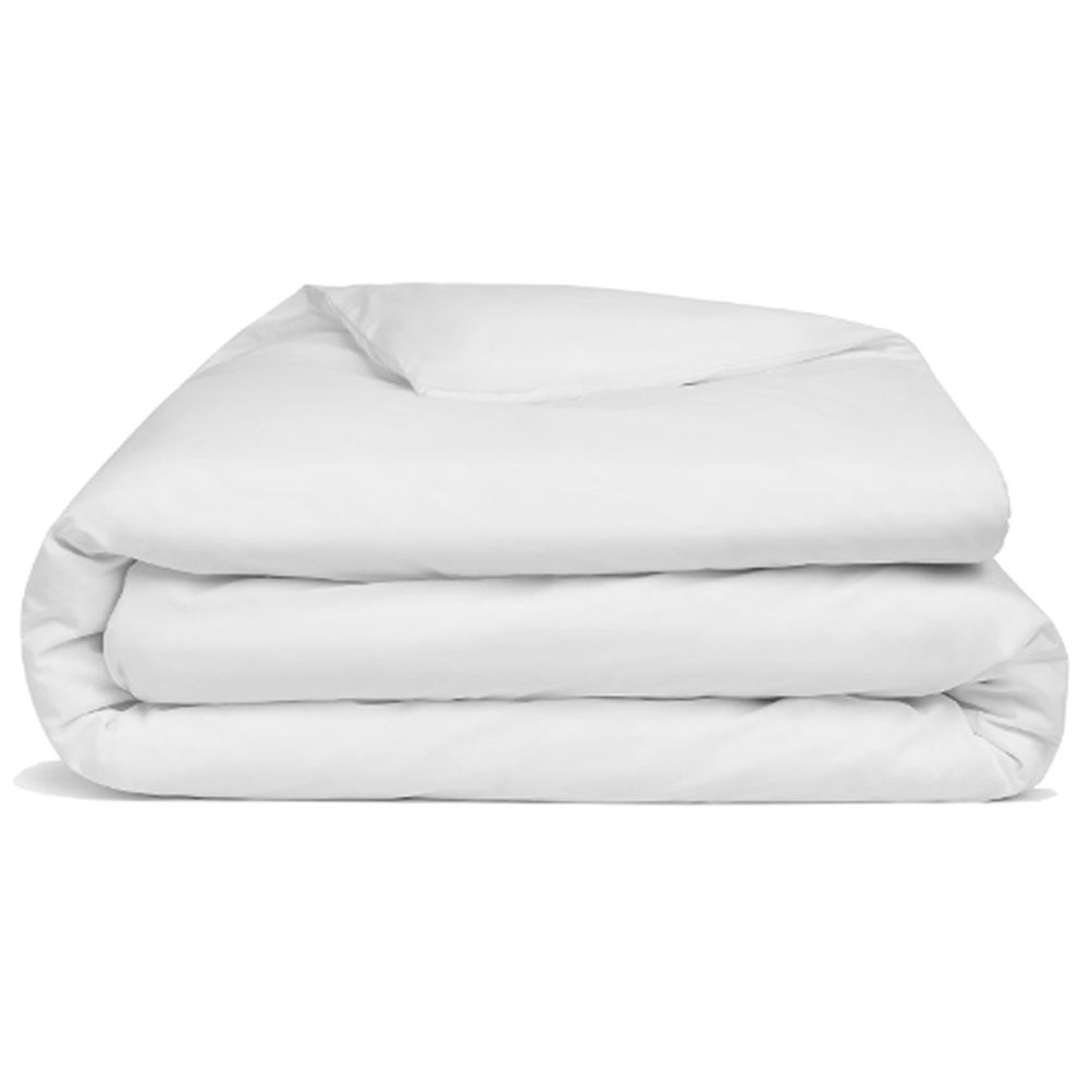 Byft - 100% Cotton Single Fitted Sheet, Duvet Cover & Pillow Case - White - 4pcs