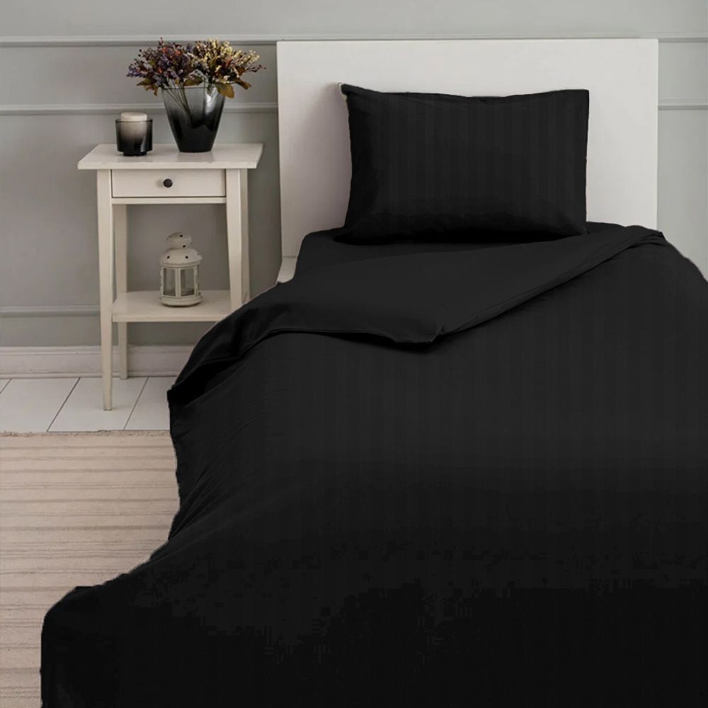 Byft - Single Fitted Sheet, Duvet Cover & Pillow Case - Charcoal - 4pcs