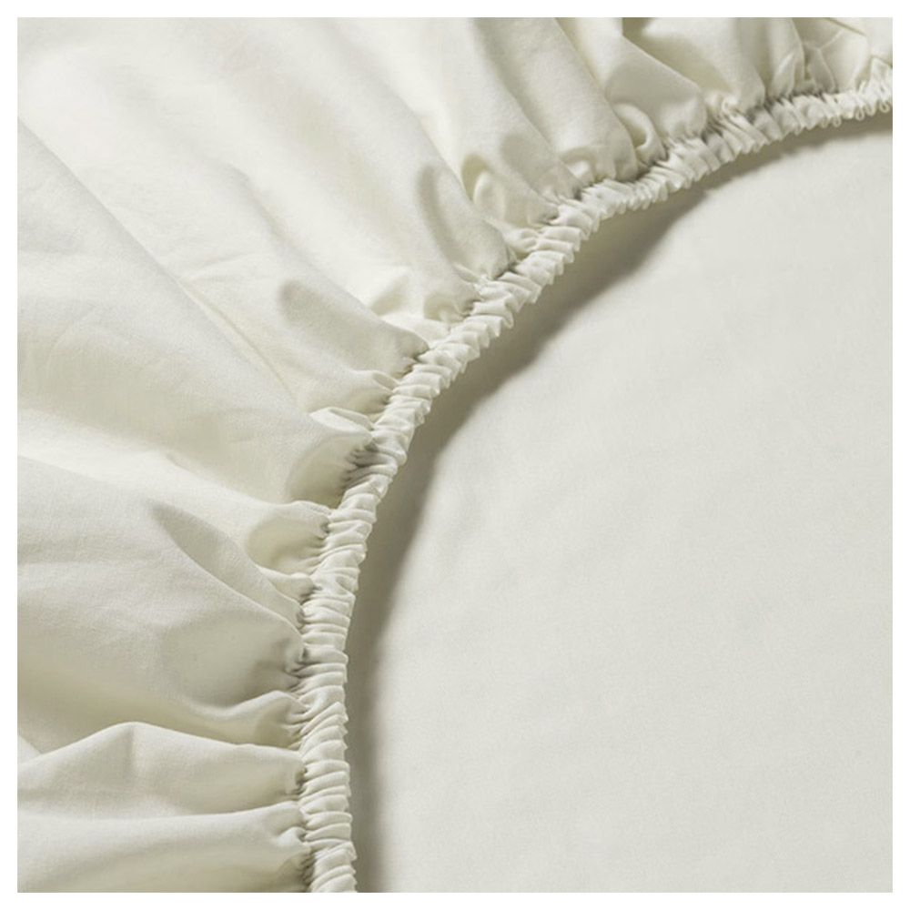 Byft - 100% Cotton King Fitted Sheet, Duvet Cover & Pillow Case - Cream - 6pcs