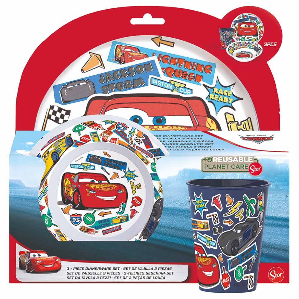 Disney - Cars Sticker Melamine Snack Set - 3Pcs