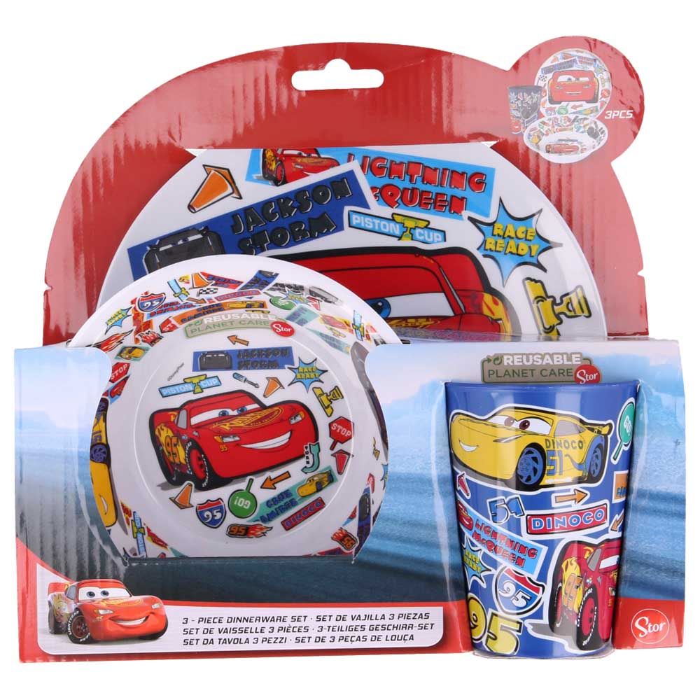 Disney - Cars Sticker Melamine Snack Set - 3Pcs