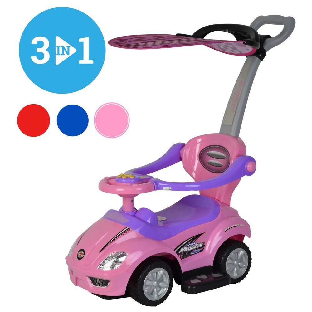 Factual Toys - Megacar Canopy Kids 3-in-1 Push Car - Pink