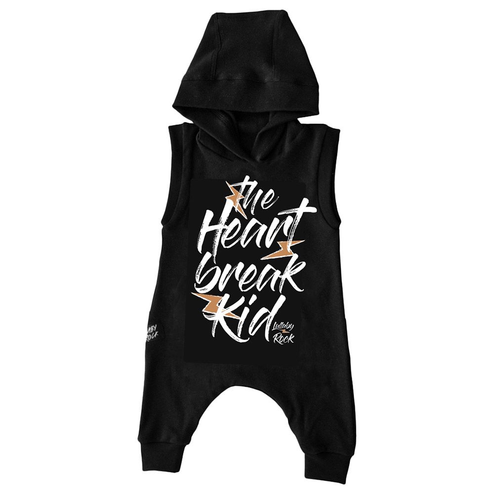 Lullaby Rock - The Heart Break Kid Romper w/ Hood - Black