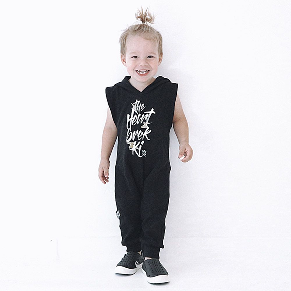 Lullaby Rock - The Heart Break Kid Romper w/ Hood - Black